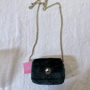Kate Spade Dark Green Faux Fur Crossbody Bag